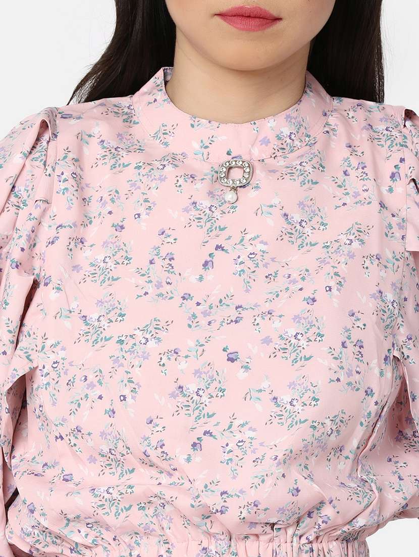 women pink florasl printed crop top - 21051813 -  Standard Image - 5