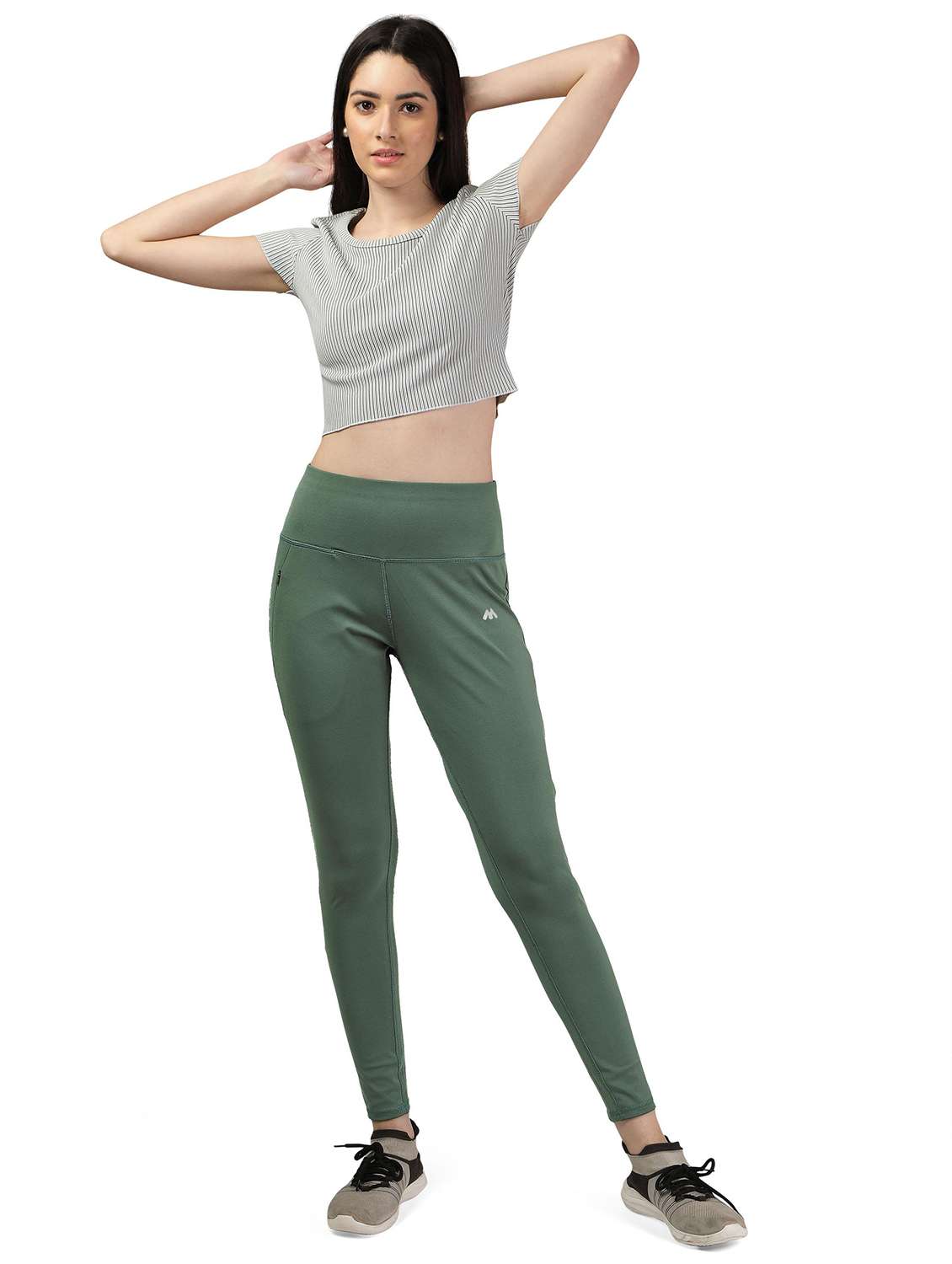 women solid high rise slim fit yoga pant - 21051839 - Standard Image - 5