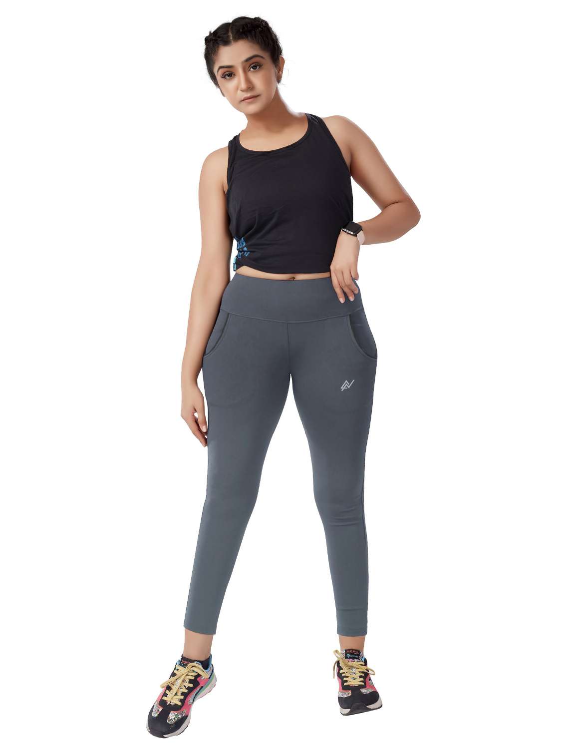 women solid high rise slim fit yoga pant - 21051844 - Standard Image - 3
