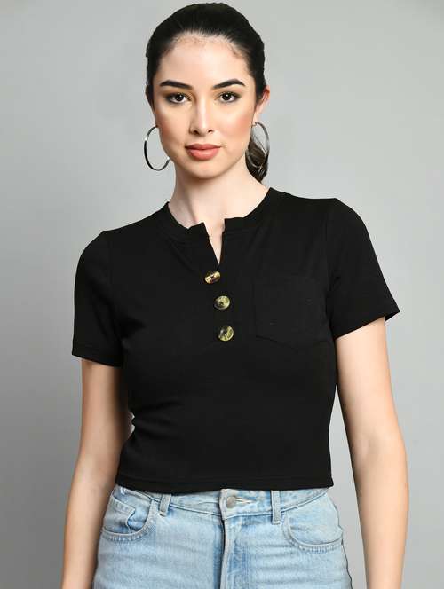 women black solids short sleeves top - 21052454 - Standard Image - 0