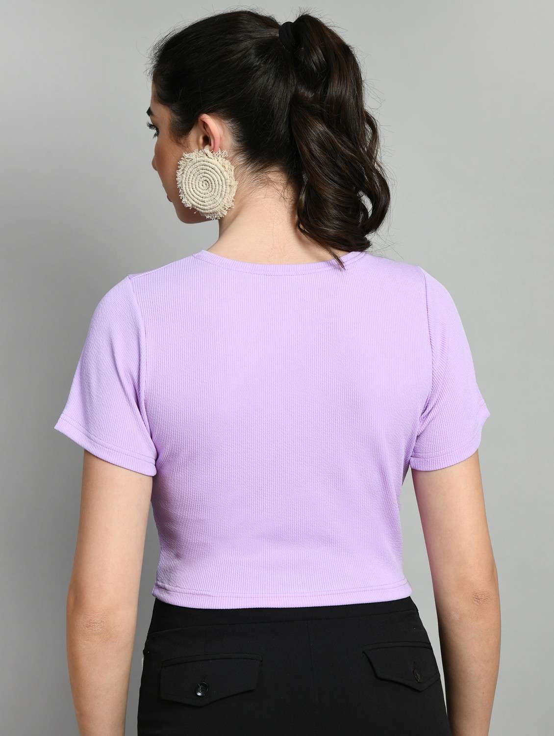 women solid lavender crop top - 21052598 - Standard Image - 3
