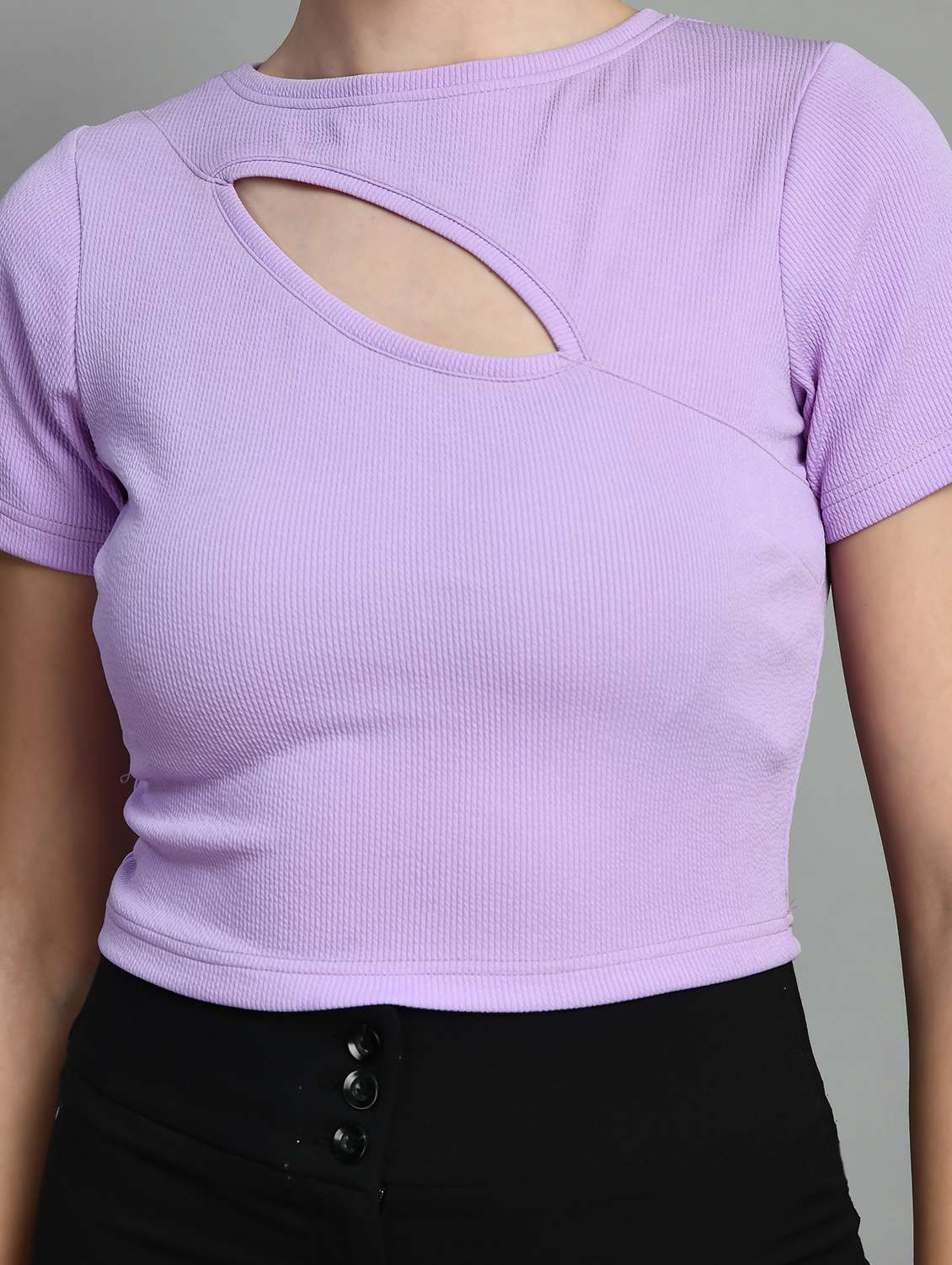 women solid lavender crop top - 21052598 - Standard Image - 5