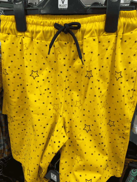 yellow cotton single jersey shorts & three fourth - 21053651 -  Zoom Image - 0