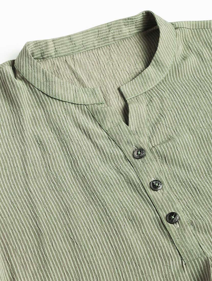 women olive stripes tiered dress - 21054093 -  Standard Image - 5