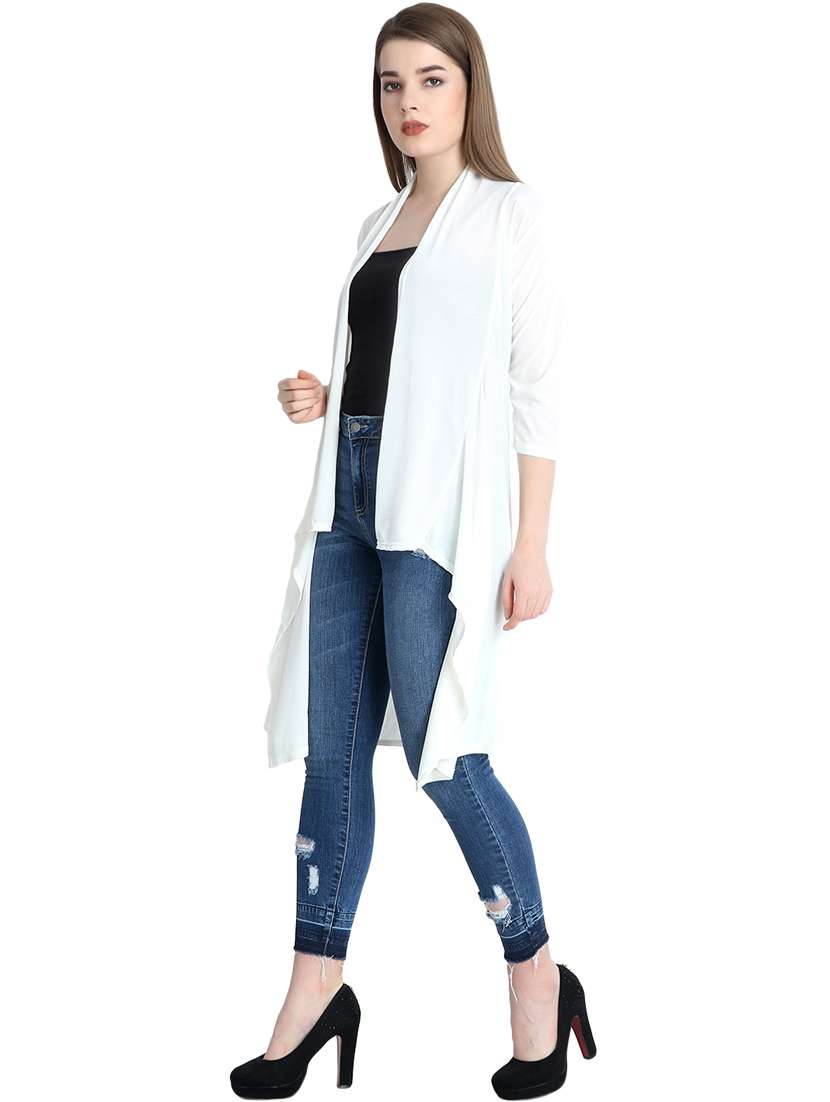women solid asymmetric shrug - 21054489 - Standard Image - 3