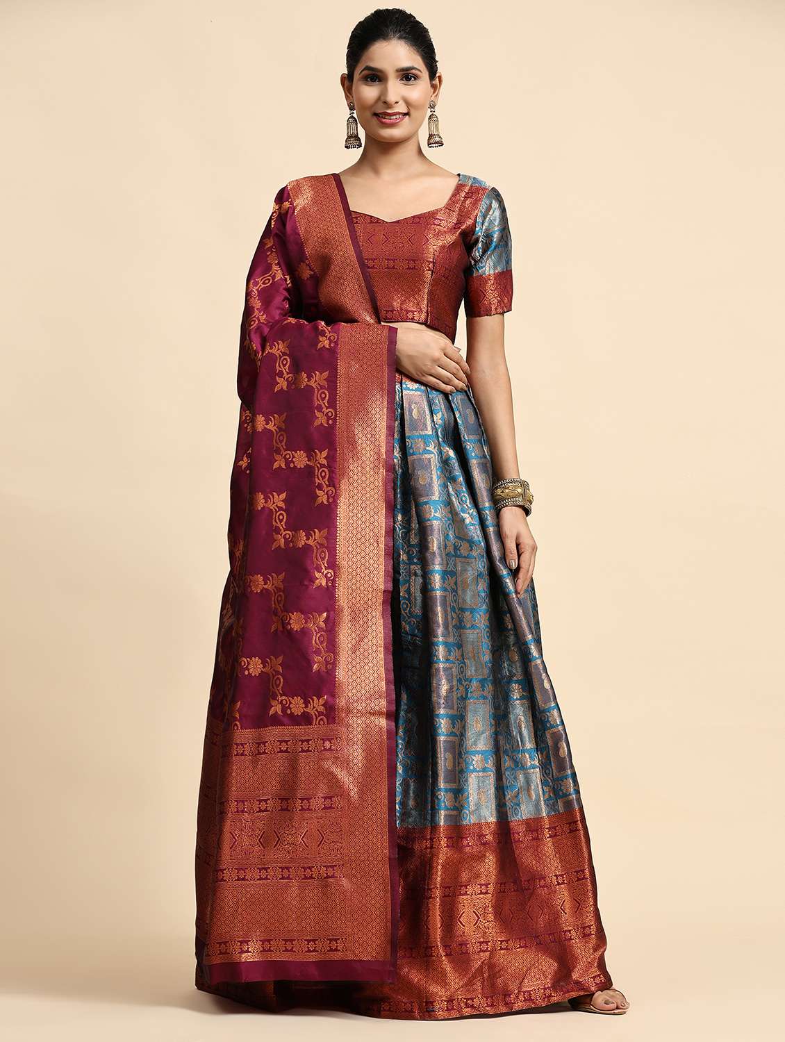 women self design unstitched lehenga  - 21054692 -  Zoom Image - 0