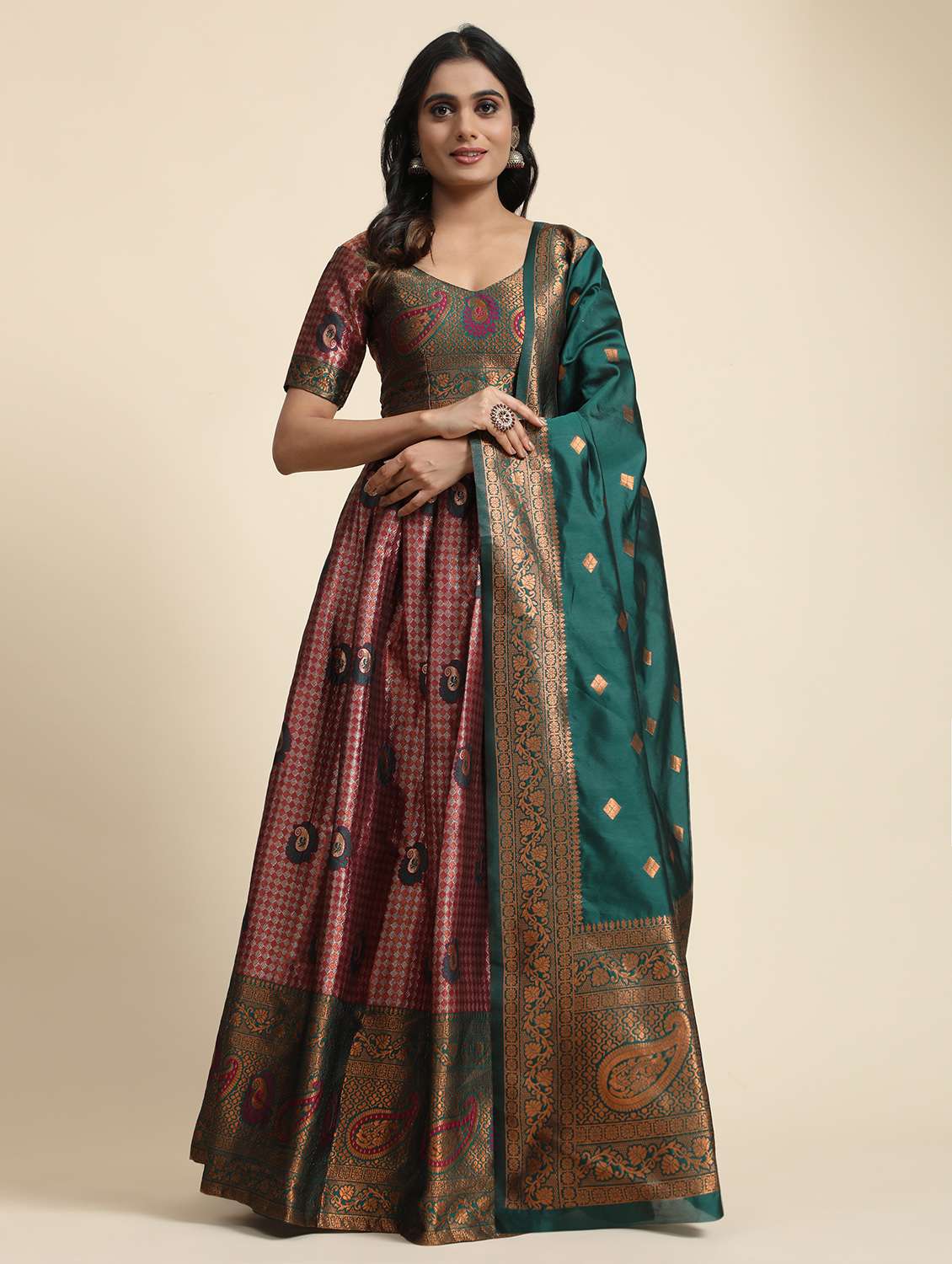 women self design unstitched lehenga - 21054699 - Zoom Image - 0