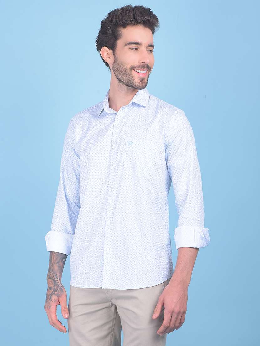 men long sleeved printed casual shirt