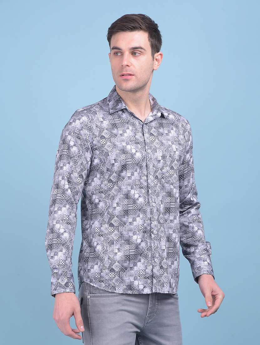 men printed cotton casual shirt