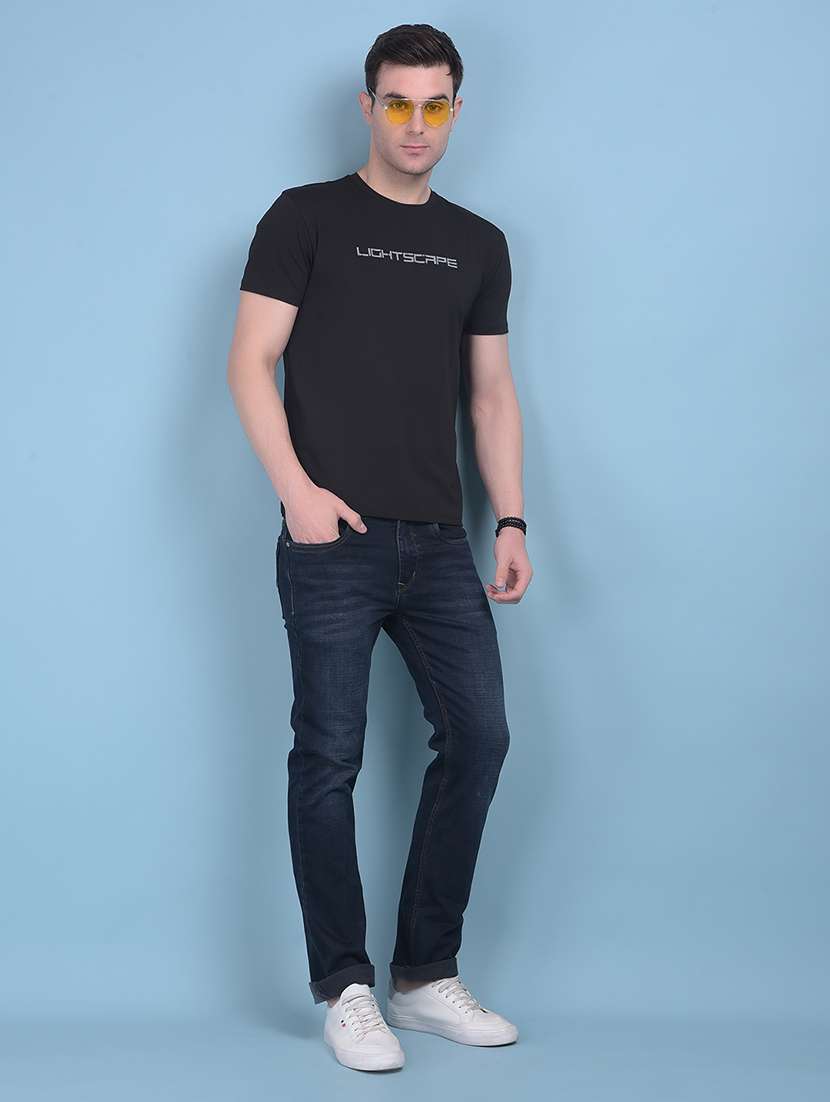 men round neck chest printed t-shirt - 21054823 -  Standard Image - 3