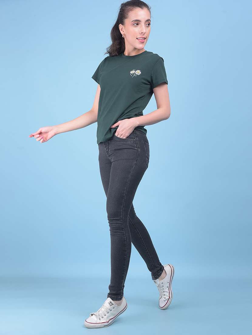 women solid high rise plain jean - 21054883 -  Standard Image - 3