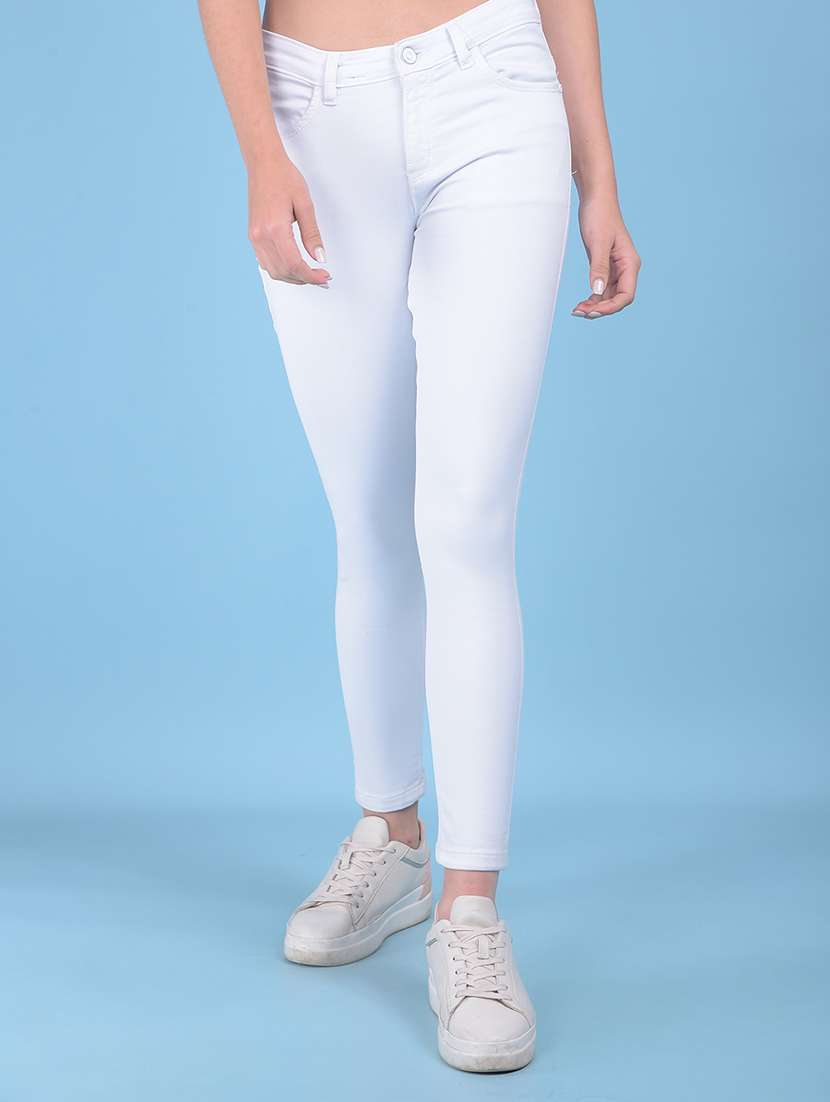 women solid high rise plain jean