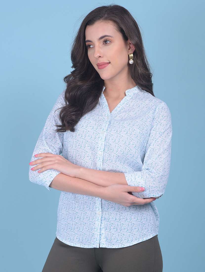 blue viscose regular shirt