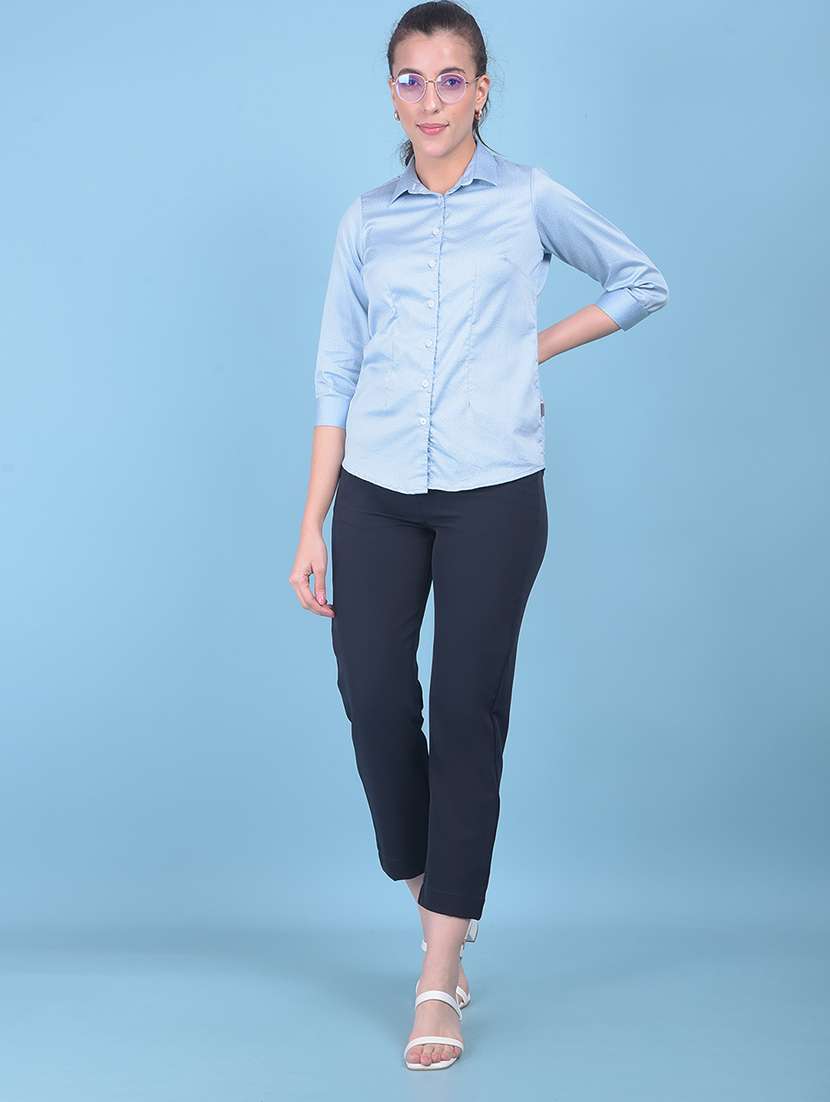 women light blue printed casual shirt - 21054932 -  Standard Image - 3