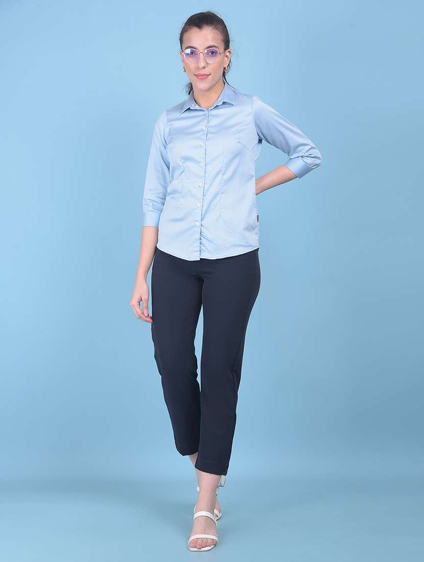 women solid navy blue casual trouser - 21054987 -  Standard Image - 3