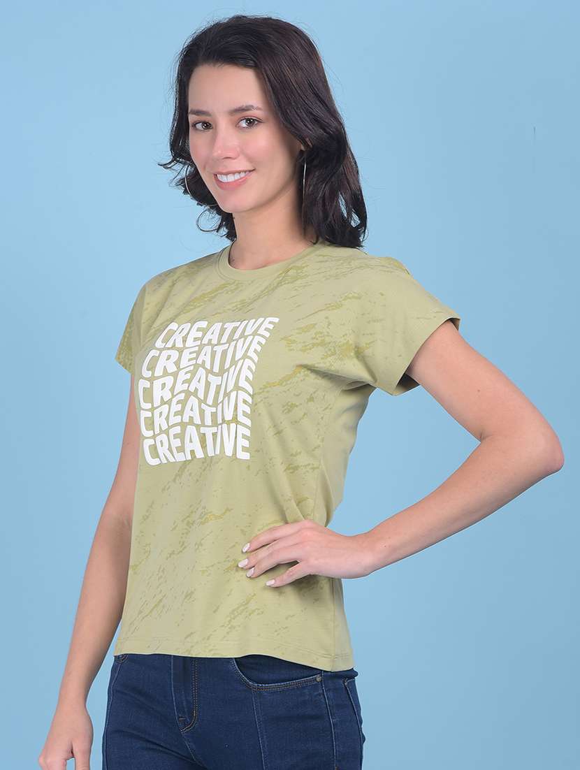 round neck front printed t-shirt