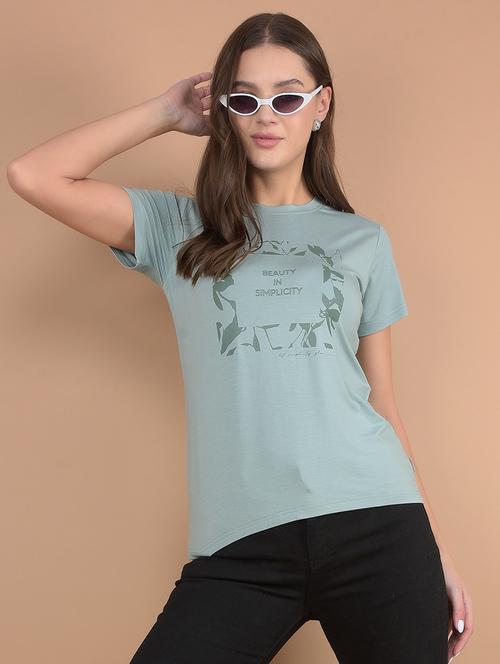 round neck front printed t-shirt - 21055000 -  Standard Image - 0