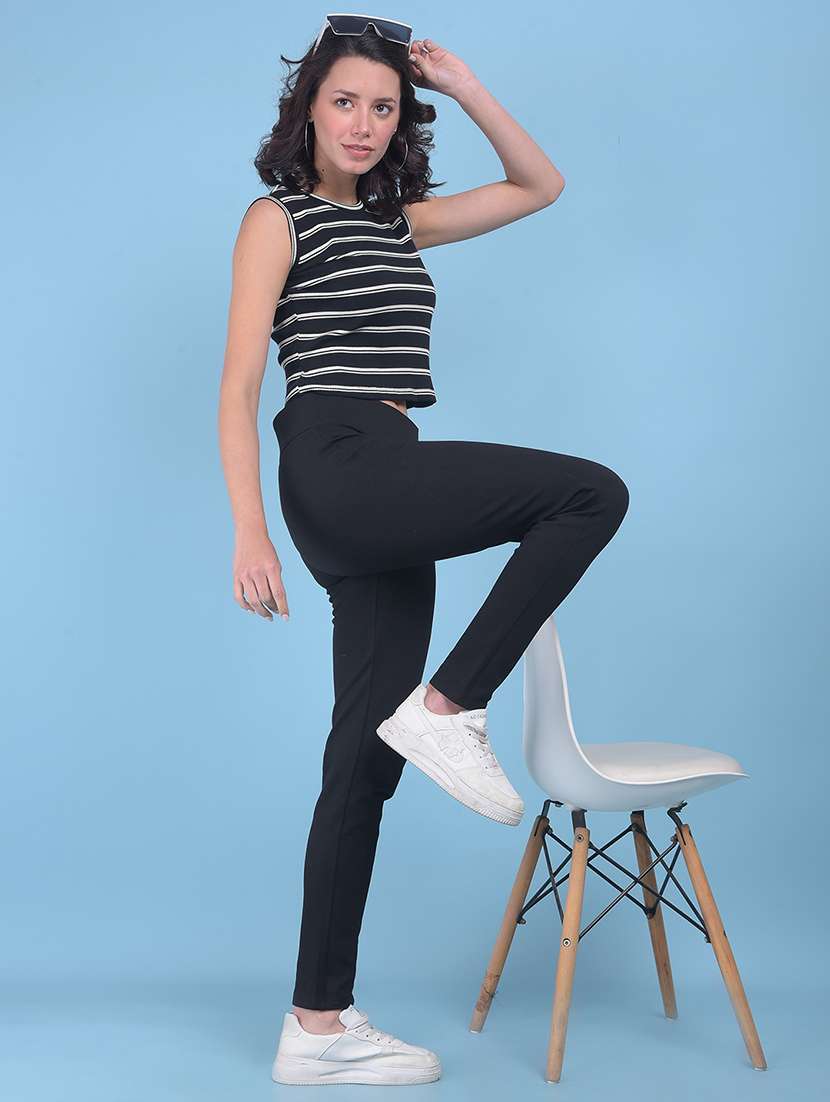round neck striped crop t-shirt - 21055005 -  Standard Image - 3