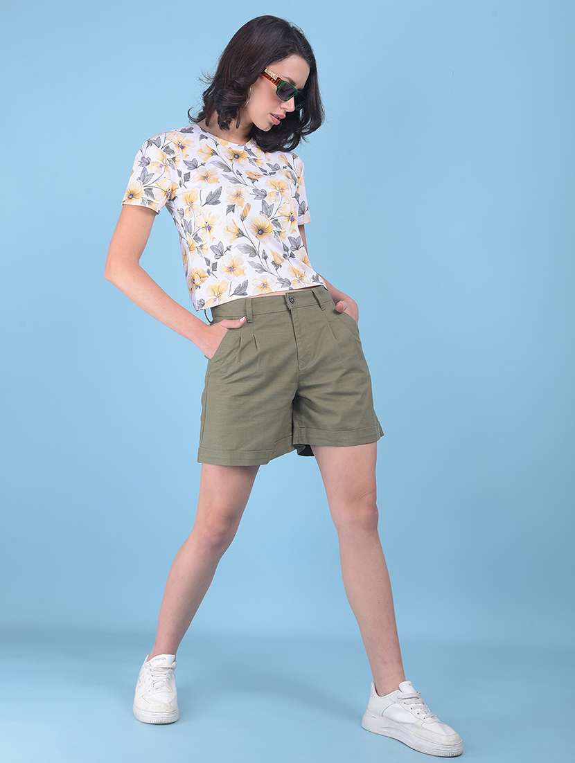 round neck floral printed crop t-shirt - 21055008 -  Standard Image - 3