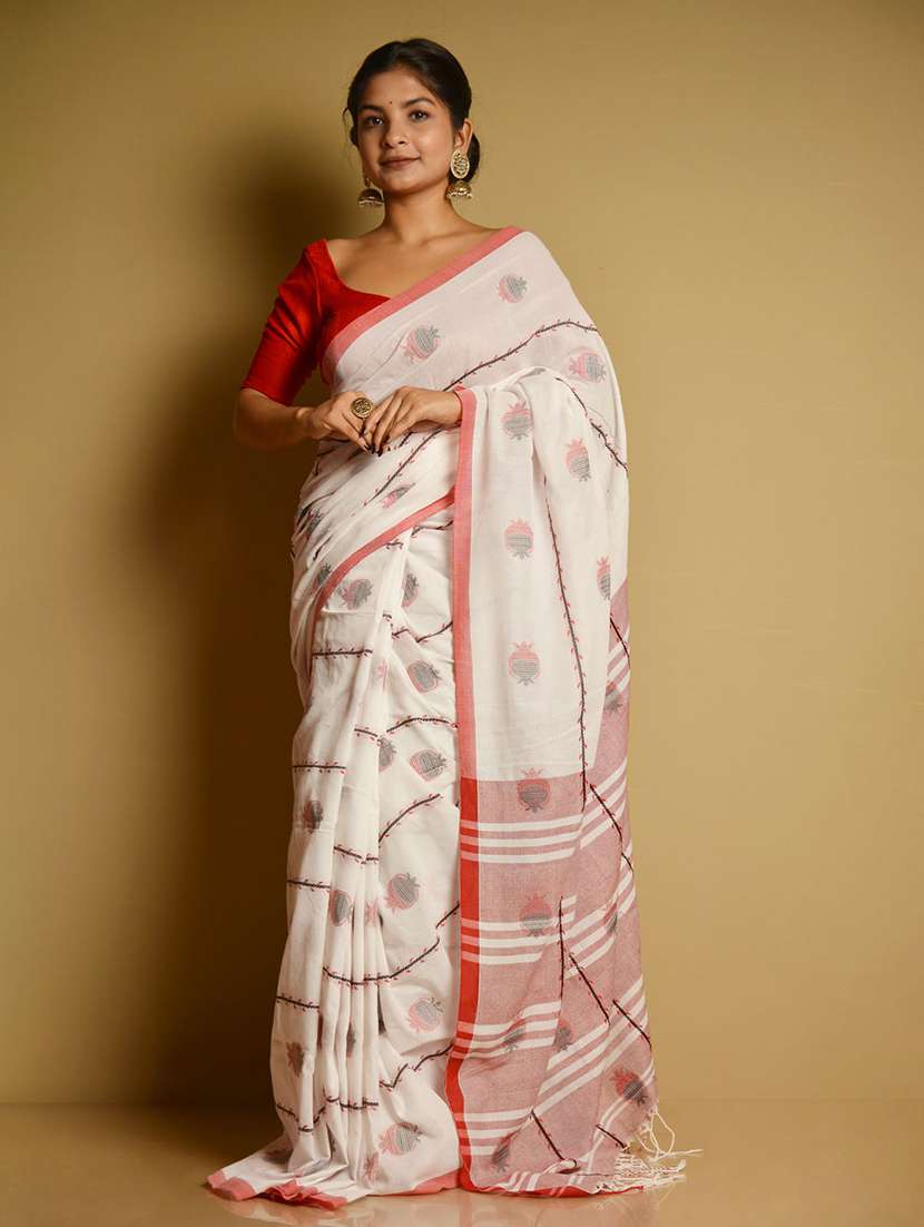 white khadi handloom saree