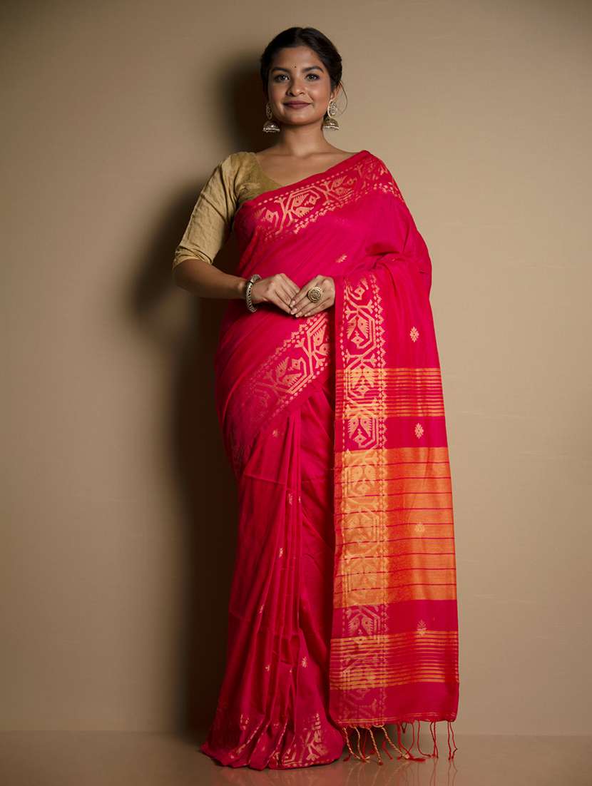 pink khadi handloom saree