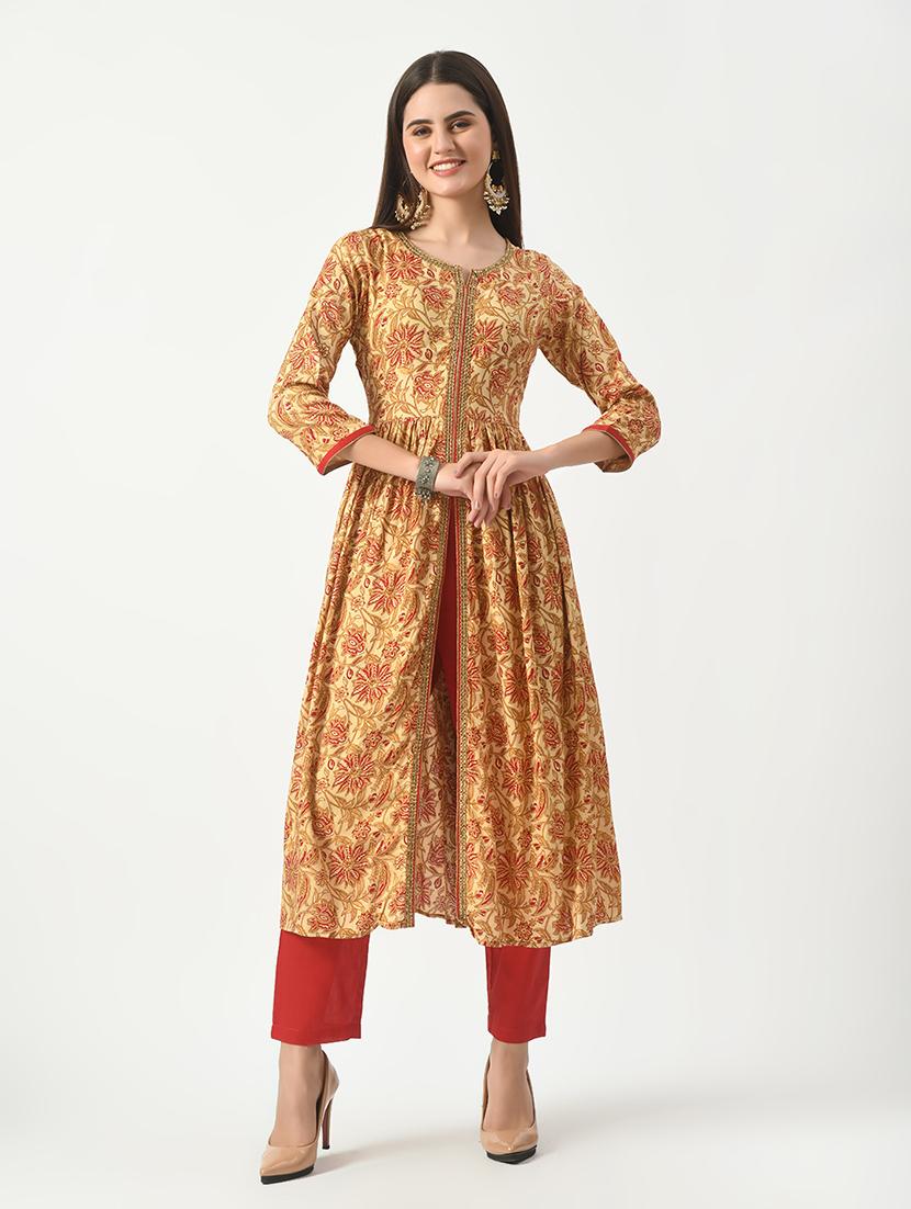 women three quarter sleeve kurta pant set - 21055998 - Zoom Image - 0