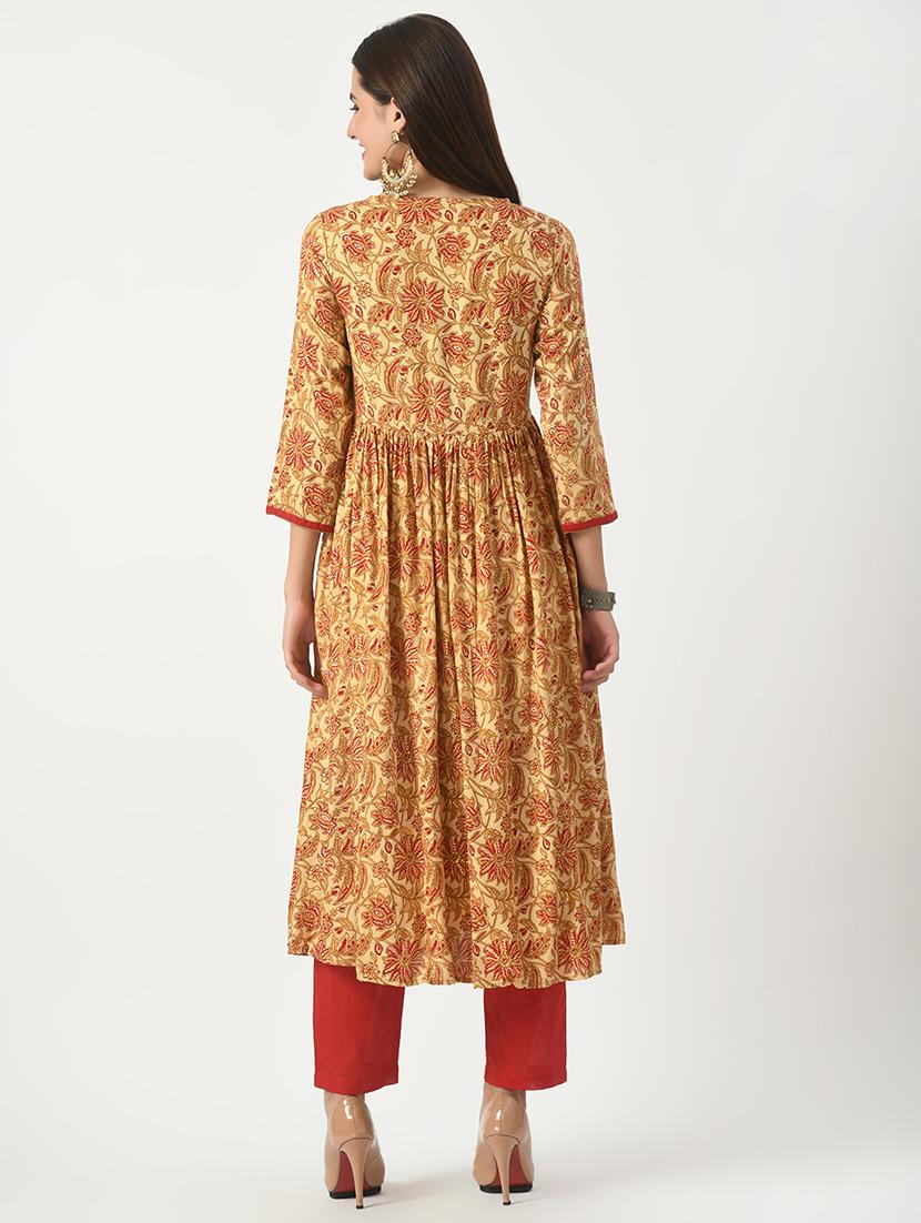 women three quarter sleeve kurta pant set - 21055998 - Standard Image - 3