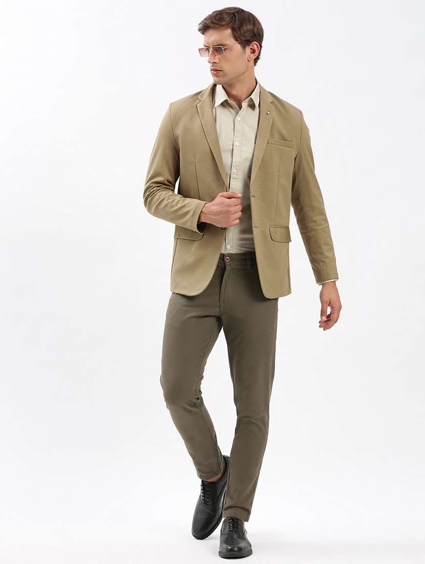 men notched lapel neck solid single breasted casual blazer - 21056091 -  Standard Image - 3