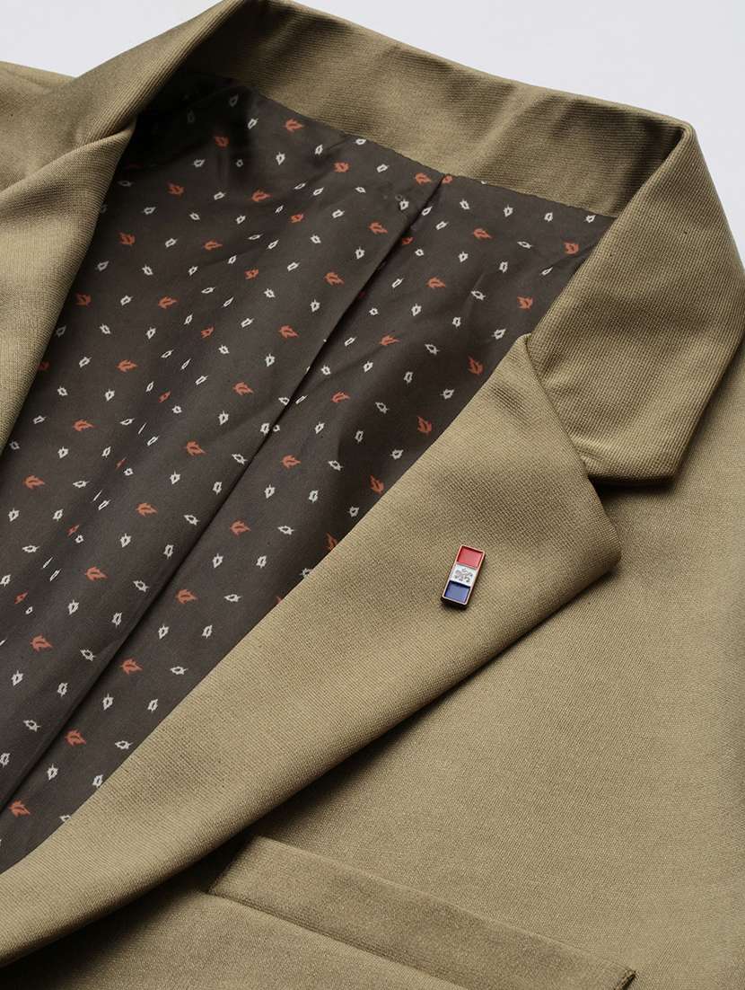 men notched lapel neck solid single breasted casual blazer - 21056091 -  Standard Image - 5