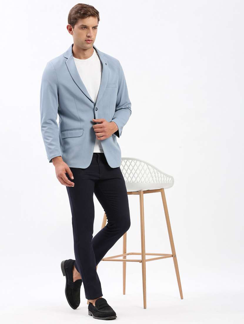 men notched lapel neck solid single breasted casual blazer - 21056092 -  Standard Image - 3