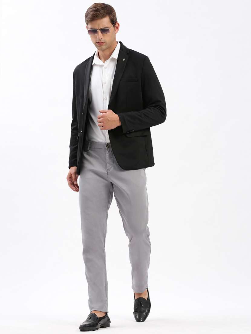 men notched lapel neck solid single breasted casual blazer - 21056098 -  Standard Image - 3