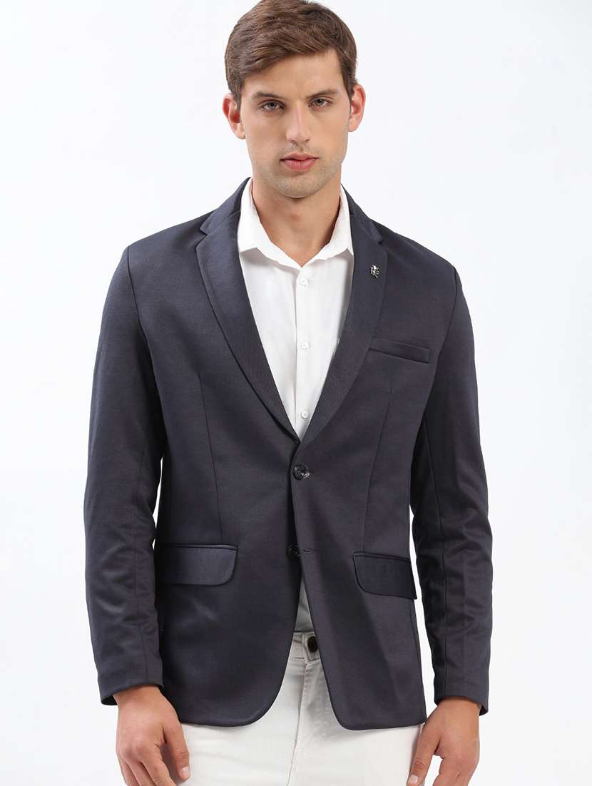 men notched lapel neck solid single breasted casual blazer