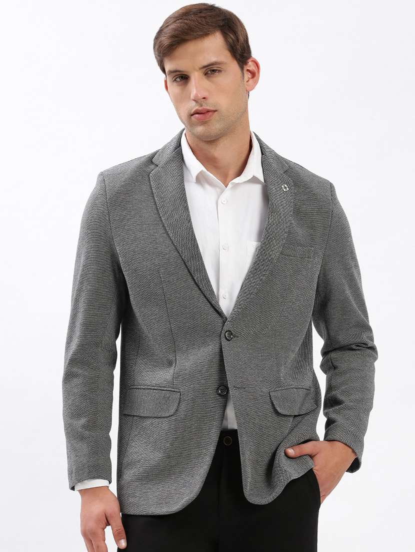 men notched lapel neck solid single breasted casual blazer
