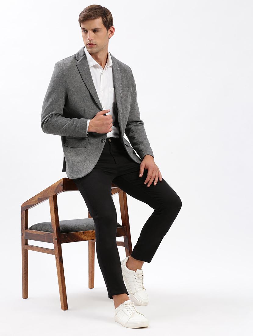 men notched lapel neck solid single breasted casual blazer - 21056102 - Standard Image - 3