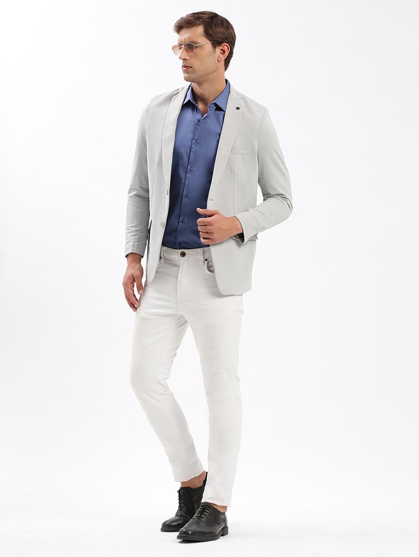 men notched lapel neck solid single breasted casual blazer - 21056107 - Standard Image - 3