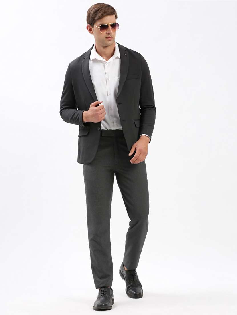 men notched lapel neck solid single breasted casual blazer - 21056108 -  Standard Image - 3