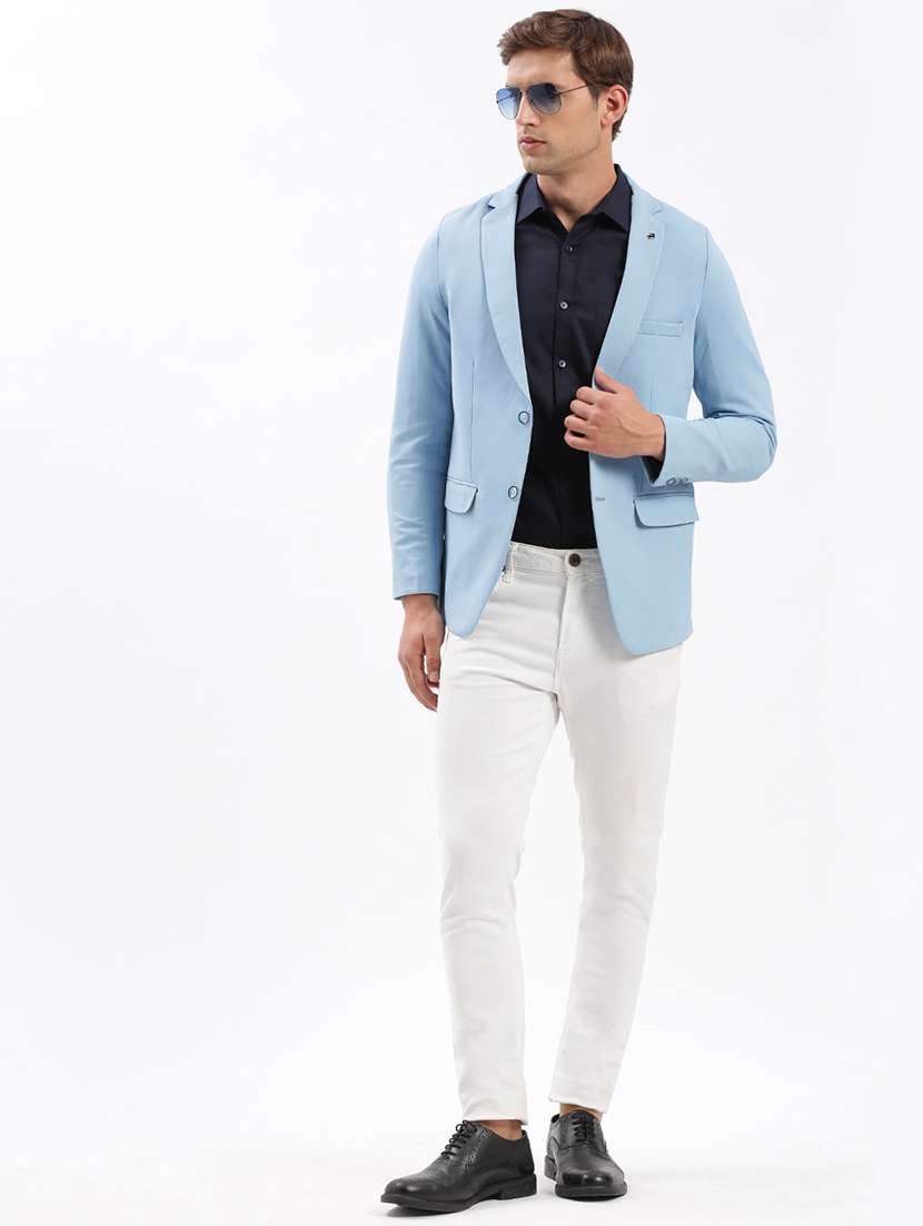 men notched lapel neck solid single breasted casual blazer - 21056110 -  Standard Image - 3