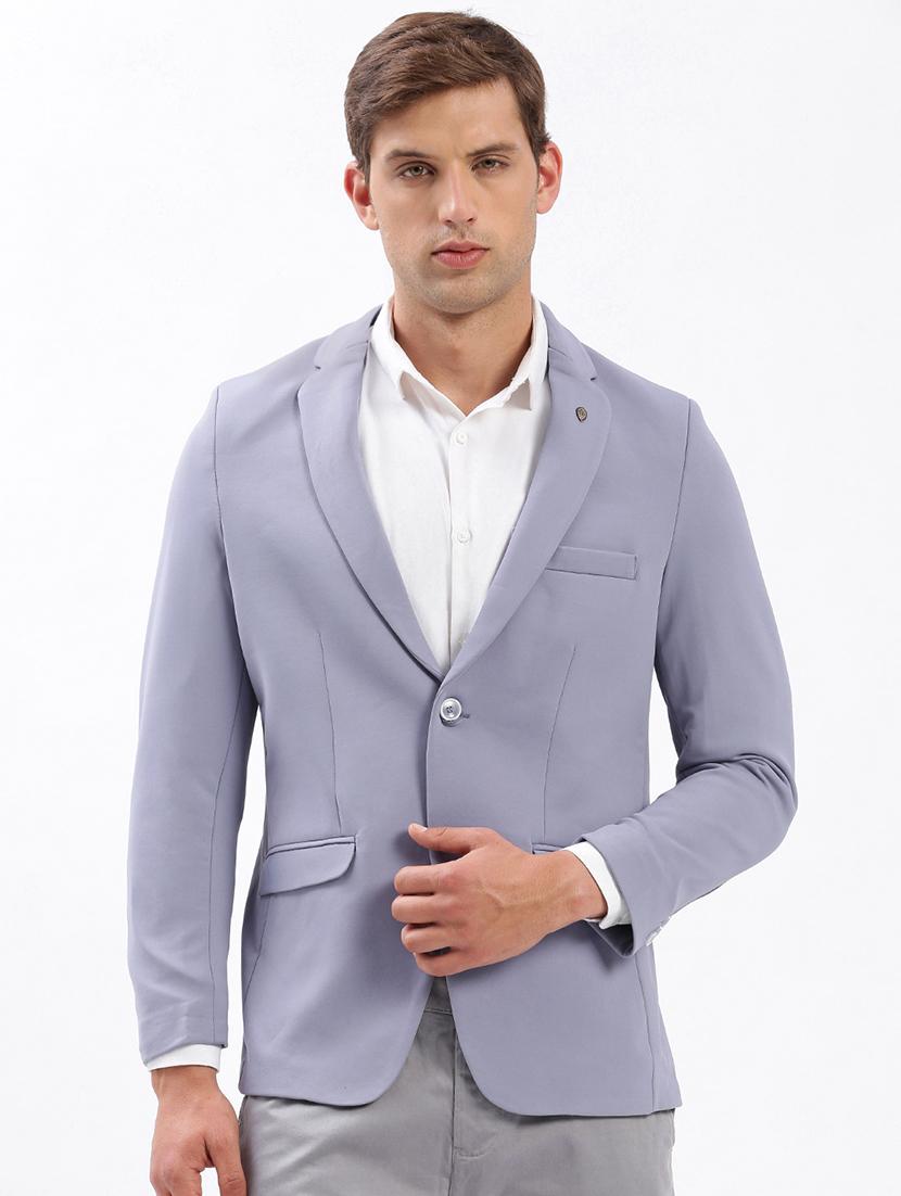 men notched lapel neck solid single breasted casual blazer - 21056111 - Zoom Image - 0