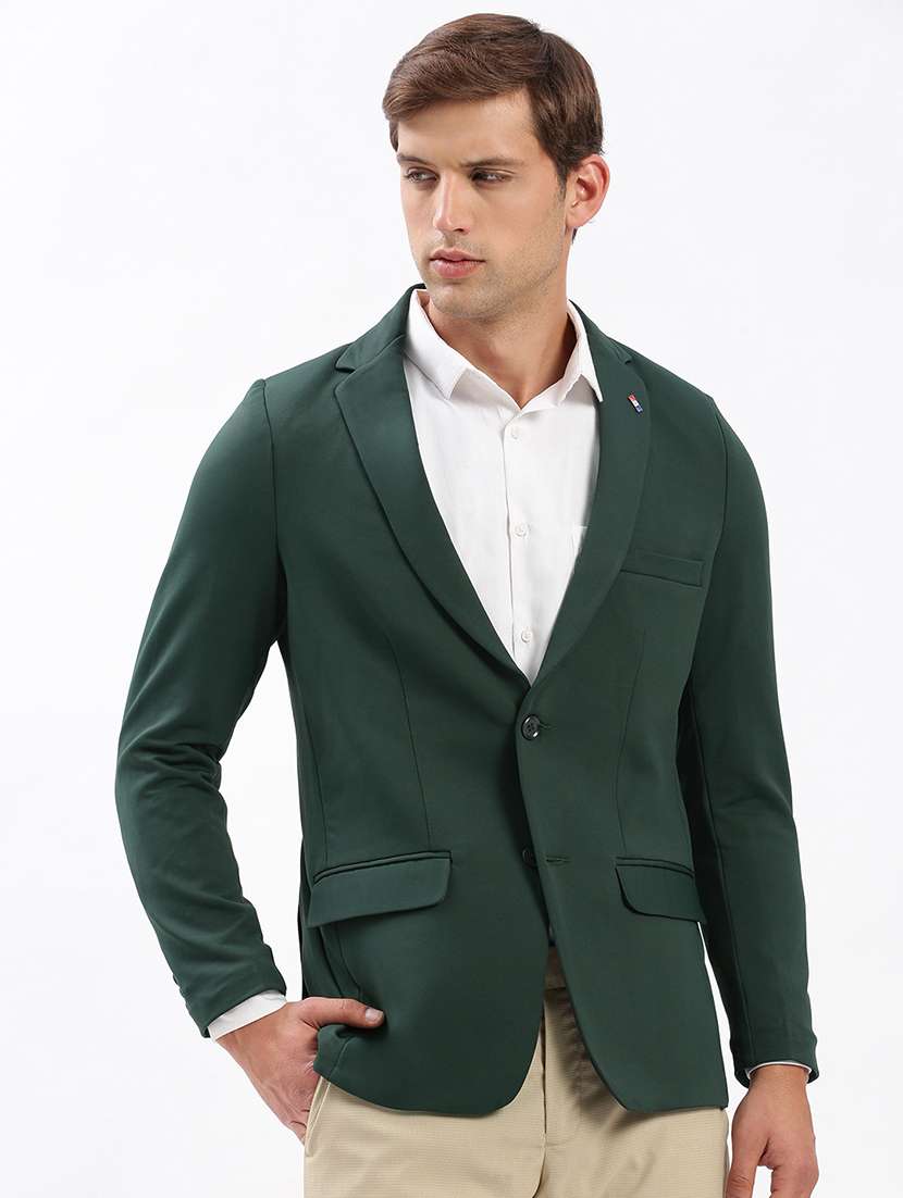 men notched lapel neck solid single breasted casual blazer - 21056113 -  Zoom Image - 0