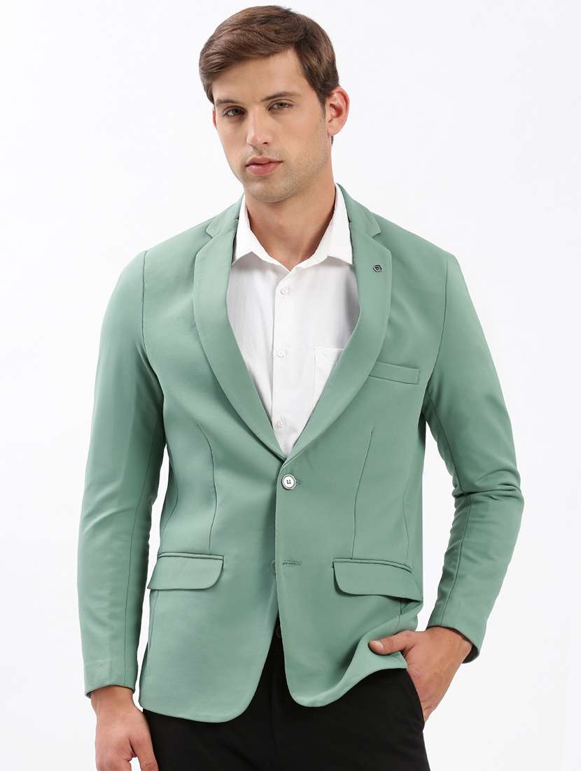 men notched lapel neck solid single breasted casual blazer - 21056114 -  Zoom Image - 0