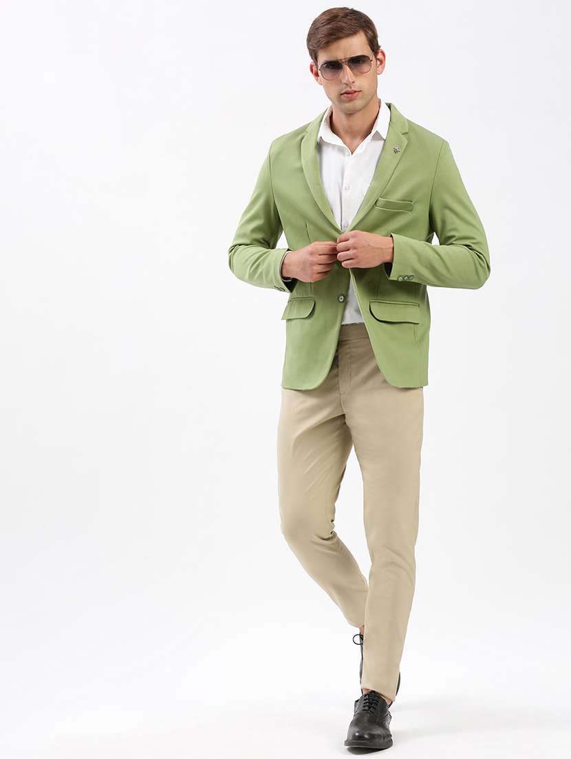 men notched lapel neck solid single breasted casual blazer - 21056117 -  Standard Image - 3