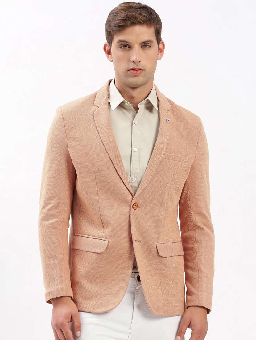 men notched lapel neck solid single breasted casual blazer - 21056119 -  Zoom Image - 0