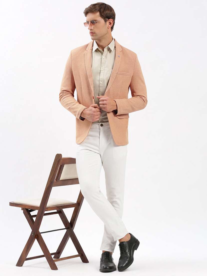 men notched lapel neck solid single breasted casual blazer - 21056119 -  Standard Image - 3