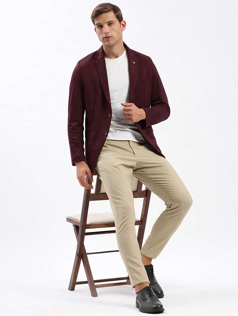 men notched lapel neck solid single breasted casual blazer - 21056120 -  Standard Image - 3