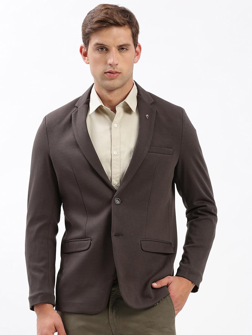 men notched lapel neck solid single breasted casual blazer - 21056124 - Zoom Image - 0