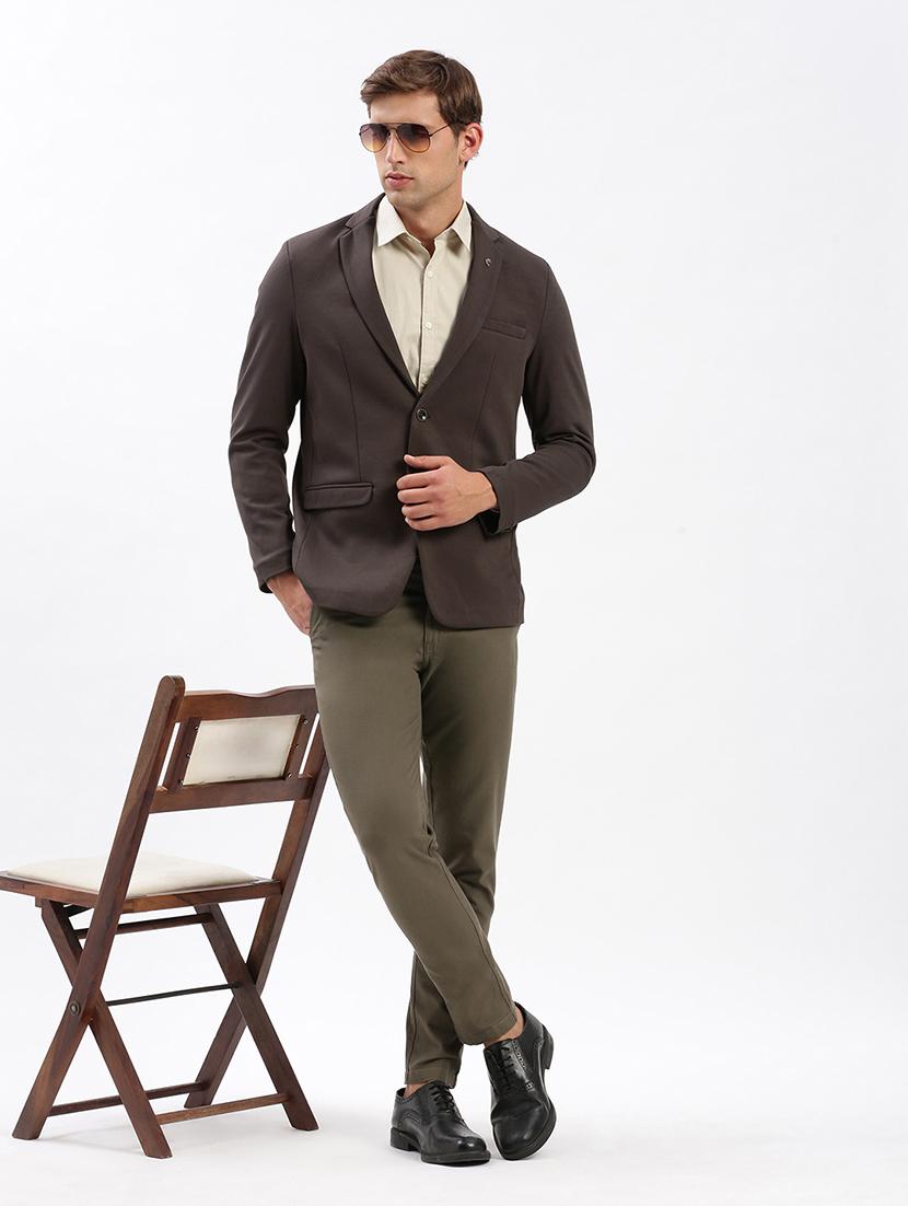men notched lapel neck solid single breasted casual blazer - 21056124 - Standard Image - 3