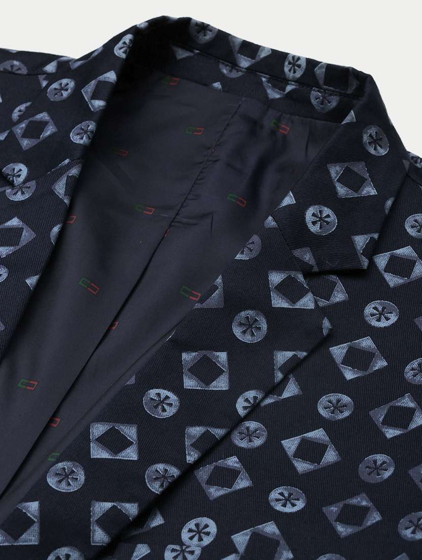 men notched lapel neck printed single breasted casual blazer - 21056127 -  Standard Image - 5