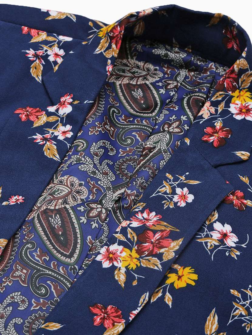 men notched lapel neck printed single breasted casual blazer - 21056129 -  Standard Image - 5