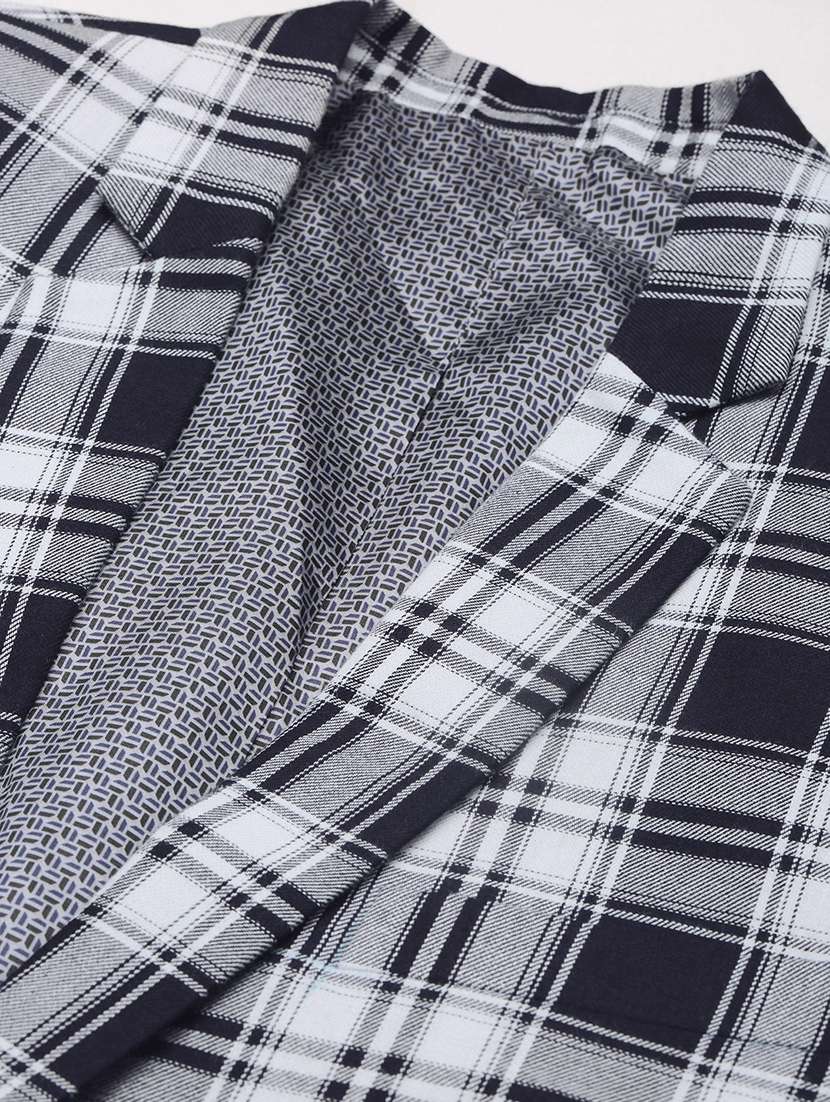 men notched lapel neck checkered single breasted casual blazer - 21056130 -  Standard Image - 5