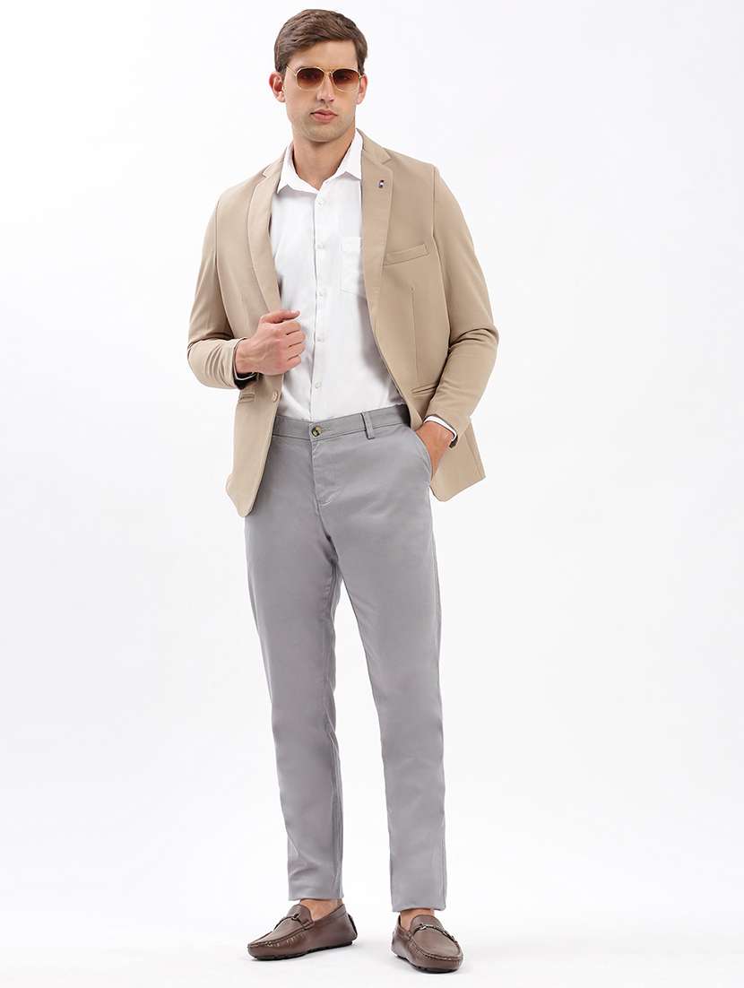 men notched lapel neck solid single breasted casual blazer - 21056131 -  Standard Image - 3